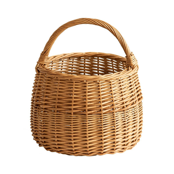 Storage Basket for Kitchen, Picnic Storage Basket with Handle, Hand-woven Wicker Storage Basket, Natural Fruit Basket, Willow Weaving Baskets for Vegetable-artworkcanvas