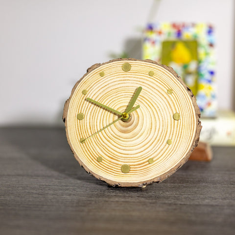 Handcrafted Pine Wood Table Clock with Magnetic Support - Eco-Friendly Elegance - One of A Kind - Precision Movement, Ideal Gift Option