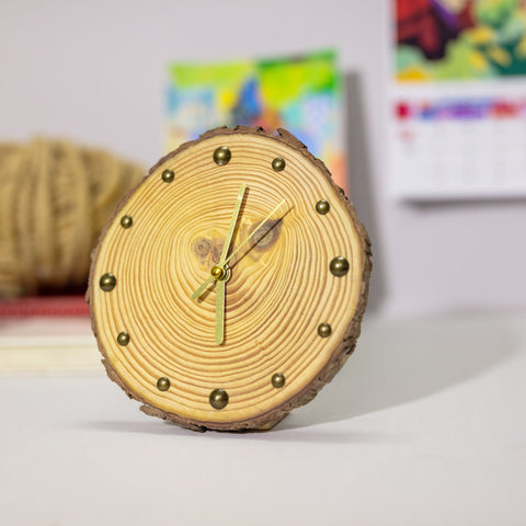 Unique Handcrafted Pine Wood Table Clock - Rustic Minimalist Home Decor Accent - Sustainable Materials, Perfect Gift Option - Artisan-Made