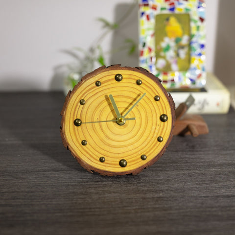 Unique Handcrafted Pine Table Clock ?€? Eco-Friendly Home Decor Accent - ?€? Rustic Chic Timepiece for Modern Living ?€? Desk Clock for Gifts