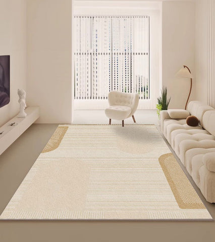 Cream Color Geometric Modern Rugs, Contemporary Soft Rugs for Living Room, Bedroom Modern Rugs, Modern Rugs for Dining Room-artworkcanvas