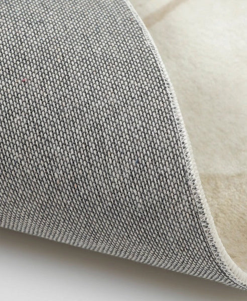 Abstract Contemporary Rugs for Bedroom, Modern Round Rugs under Coffee Table, Circular Rugs for Dining Table, Modern Cream Color Rugs for Living Room-artworkcanvas