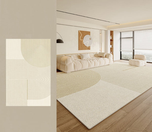 Abstract Contemporary Rugs for Bedroom, Modern Rugs under Sofa, Dining Room Floor Rugs, Modern Rugs for Office, Large Cream Color Rugs in Living Room-artworkcanvas