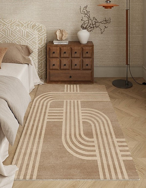 Abstract Modern Rugs for Living Room, Contemporary Modern Rugs Next to Bed, Geometric Modern Rugs under Dining Room Table, Brown Modern Carpets for Office-artworkcanvas