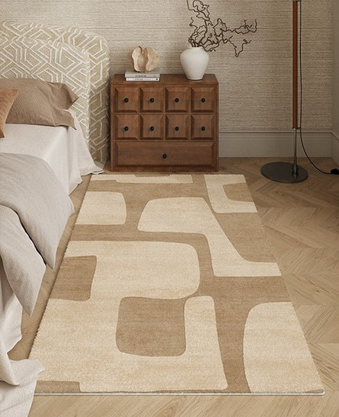 Unique Geometric Modern Rugs under Dining Room Table, Brown Modern Carpets for Office, Abstract Modern Rugs for Living Room, Contemporary Modern Rugs Next to Bed-artworkcanvas