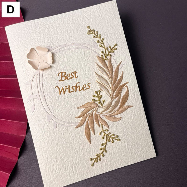 Best Wishes Embroidery Greeting Cards, Beautiful Greeting Cards to Friends, Creative Birthday Greeting Card, Original Handmade Embroidery Greeting Cards-artworkcanvas