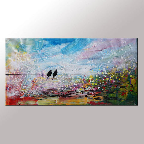 Love Birds Painting, Art for Sale, Abstract Wall Art, Modern Art, Contemporary Painting, Abstract Painting, Bedroom Wall Art, Canvas Art Painting-artworkcanvas