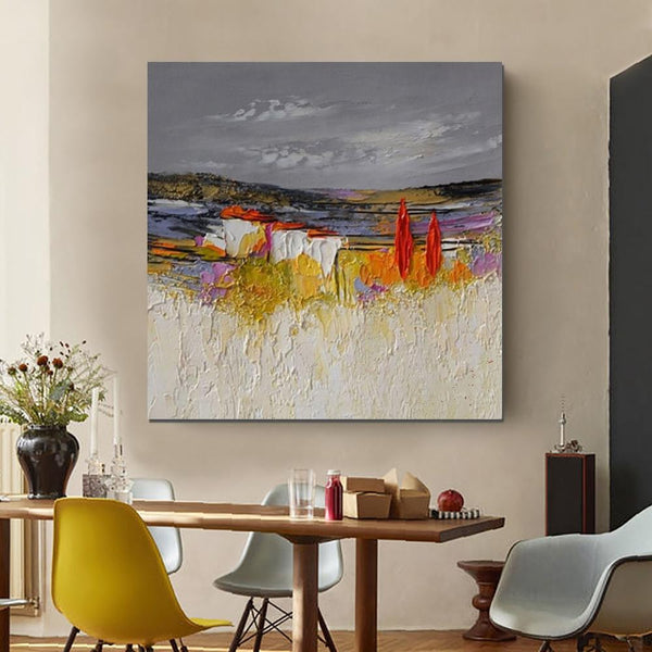 Abstract Landscape Painting, Large Landscape Painting for Bedroom, Heavy Texture Painting, Living Room Wall Art Ideas, Palette Knife Artwork-artworkcanvas