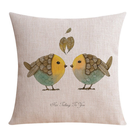 Decorative Sofa Pillows for Dining Room, Simple Decorative Pillow Covers, Love Birds Throw Pillows for Couch, Singing Birds Decorative Throw Pillows-artworkcanvas