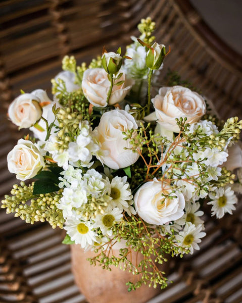 Orchid Rose Lilac Daisy Flowers, Unique Flower Arrangement Ideas, Artificial Flowers for Living Room, Wedding Floral Arrangements, White Flowers in Vase-artworkcanvas