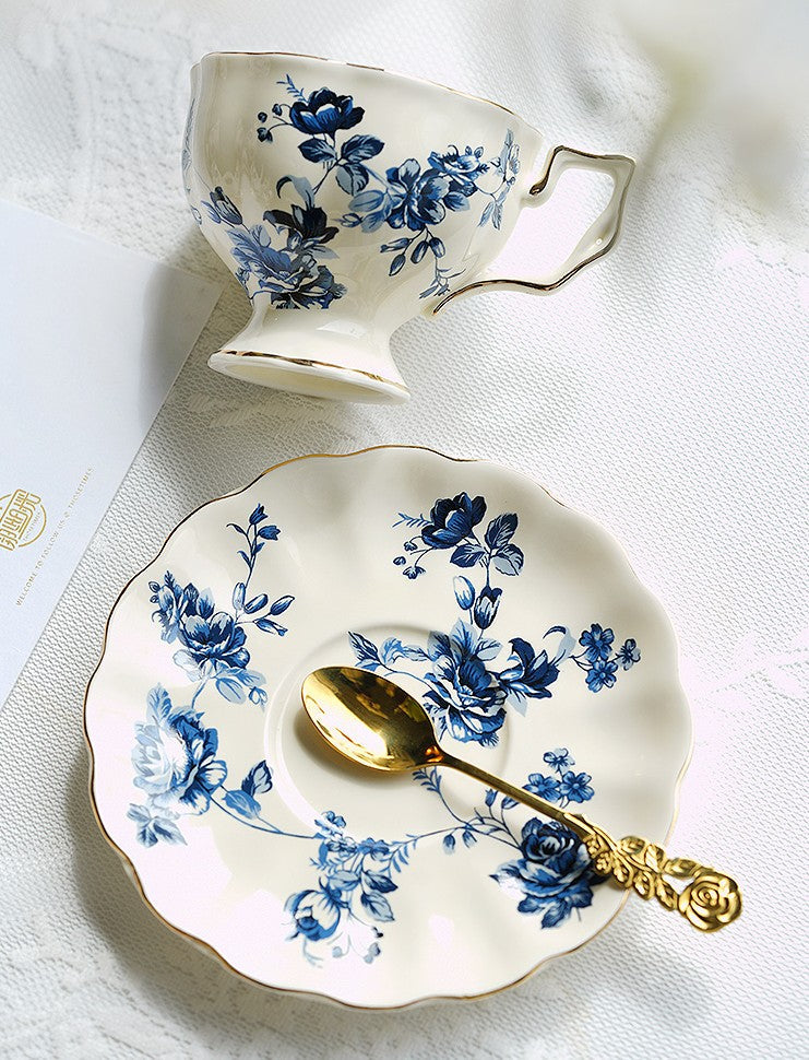 Unique Iris Flower Tea Cups and Saucers in Gift Box, Elegant Ceramic C –  artworkcanvas