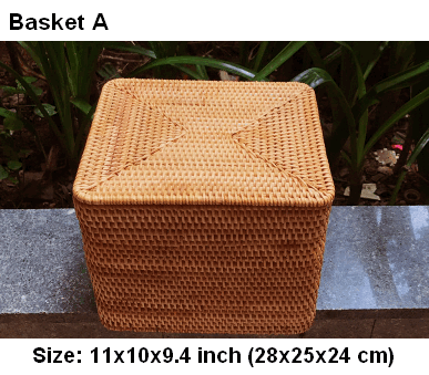 Large Woven Storage Baskets, Rectangular Storage Basket with Lid, Rattan Storage Baskets, Storage Baskets for Living Room, Storage Basket for Bedroom-artworkcanvas