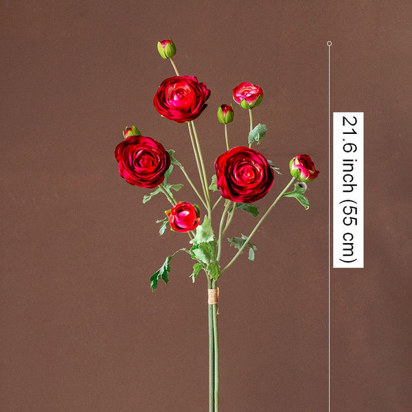 Bedroom Flower Arrangement Ideas, Red Ranunculus Asiaticus Flowers, Simple Modern Floral Arrangement Ideas for Home Decoration, Spring Artificial Floral for Dining Room-artworkcanvas