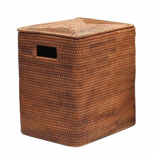 Storage Baskets for Bathroom, Rectangular Storage Baskets, Large Brown Rattan Storage Baskets, Storage Basket with Lid, Storage Baskets for Clothes-artworkcanvas