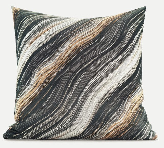 Simple Throw Pillow for Interior Design, Modern Black Gray Golden