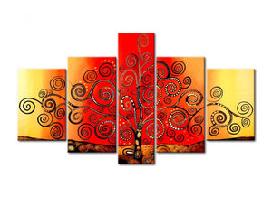 Acrylic Modern Paintings, Tree of Life Painting, 5 Piece Wall Art, Paintings for Living Room, Tree Painting-artworkcanvas