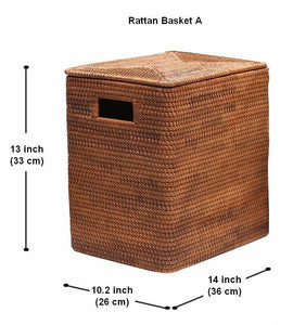 Rectangular Storage Baskets, Large Brown Rattan Storage Baskets, Storage Baskets for Bathroom, Storage Basket with Lid, Storage Baskets for Clothes-artworkcanvas