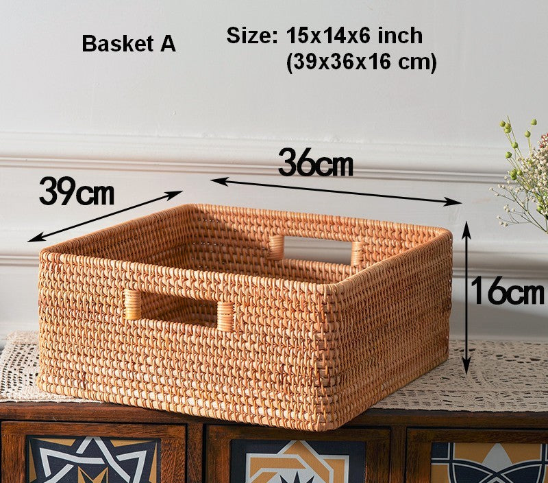 Woven Storage Baskets, Rattan Storage Baskets for Kitchen, Storage