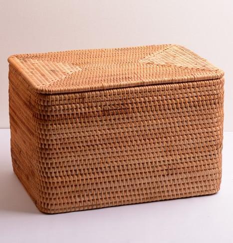 Extra Large Storage Baskets for Clothes, Woven Rectangular Storage Baskets, Storage Basket with Lid, Storage Basket for Living Room-artworkcanvas