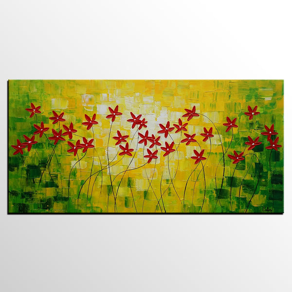 Flower Painting, Abstract Wall Art, Custom Canvas Art, Contemporary Artwork, Art on Canvas 269-artworkcanvas