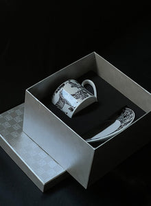 Unique Tea Cup and Saucer in Gift Box, Zebra Jungle Bone China Porcelain Tea Cup Set, Royal Ceramic Cups, Elegant Ceramic Coffee Cups-artworkcanvas