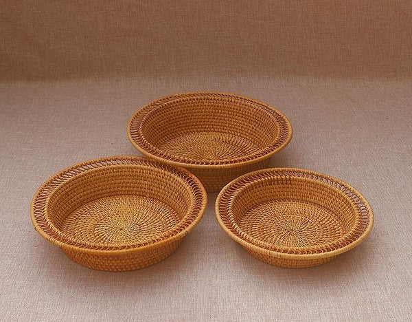 Rattan Small Storage Baskets, Round Storage Basket for Pantry, Kitchen Storage Baskets, Storage Basket for Dining Room-artworkcanvas
