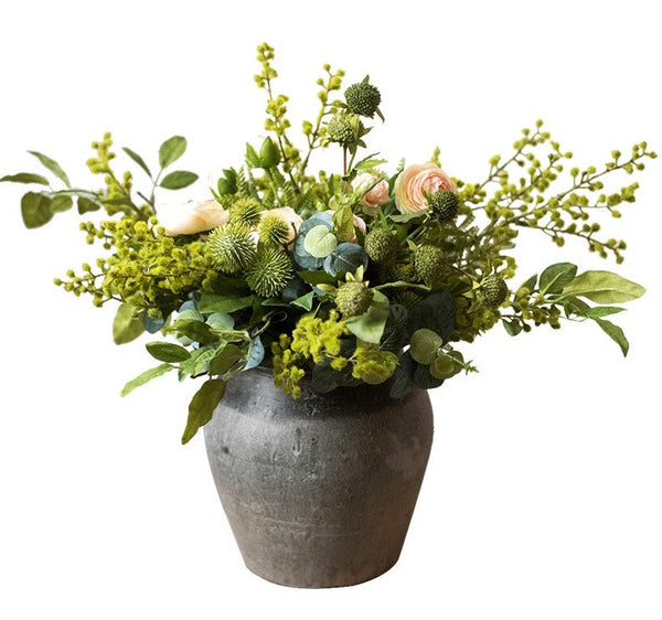 Spring Flower Arrangement for Living Room, Ranunculus Asiaticus, Globe Amaranth, Botany Plants, Beautiful Modern Flower Arrangement Ideas for Home Decoration-artworkcanvas