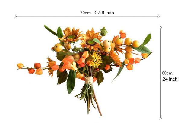 Yellow Sunflowers, Botany Plants, Unique Floral Arrangement for Home Decoration, Table Centerpiece, Real Touch Artificial Flowers for Dining Room-artworkcanvas
