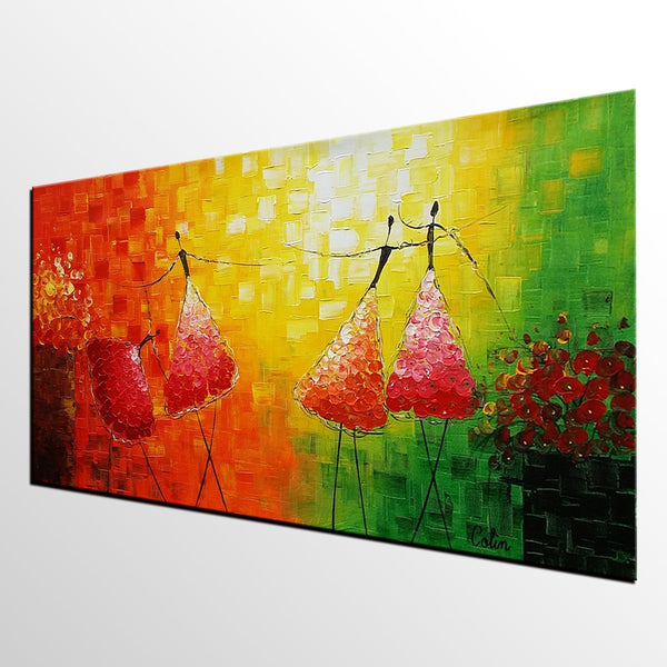Simple Modern Painting, Paintings for Bedroom, Acrylic Art on Canvas, Abstract Ballet Dancer Painting, Original Wall Art, Acrylic Painting for Sale-artworkcanvas