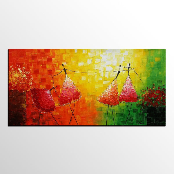 Simple Modern Painting, Paintings for Bedroom, Acrylic Art on Canvas, Abstract Ballet Dancer Painting, Original Wall Art, Acrylic Painting for Sale-artworkcanvas