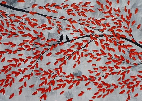 Simple Modern Art, Acrylic Paintings for Bedroom, Love Abstract Painting, Singing Birds Painting, Buy Art Online, Original Abstract Painting, Wedding Gift C-artworkcanvas