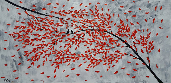 Simple Modern Art, Acrylic Paintings for Bedroom, Love Abstract Painting, Singing Birds Painting, Buy Art Online, Original Abstract Painting, Wedding Gift C-artworkcanvas