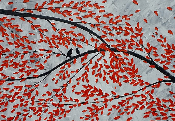 Wedding Gift, Abstract Painting, Love Birds Art, Large Wall Art, Large Art, Canvas Art, Wall Art, Bedroom Art, 342-artworkcanvas