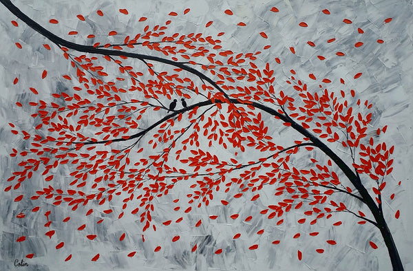 Wedding Gift, Abstract Painting, Love Birds Art, Large Wall Art, Large Art, Canvas Art, Wall Art, Bedroom Art, 342-artworkcanvas