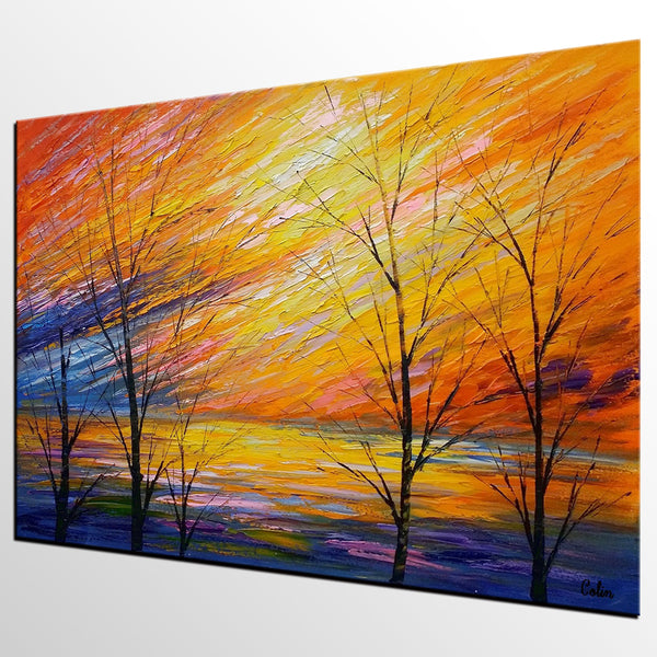 Abstract Art, Sunset Sky Painting, Oil Painting, Modern Art, Canvas Art-artworkcanvas