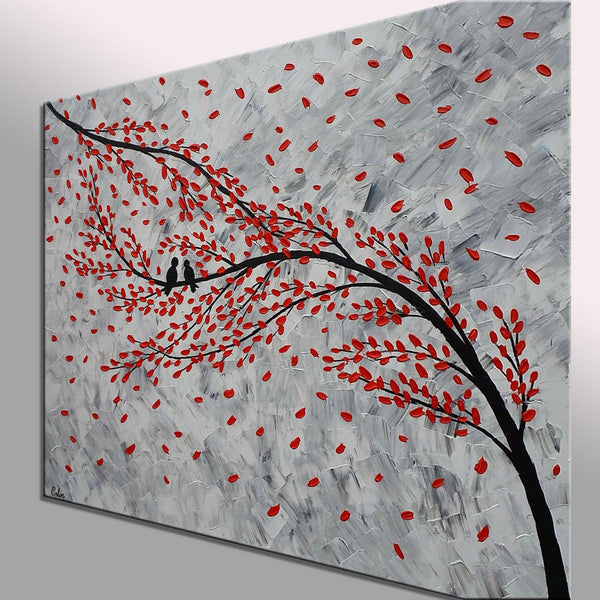 Abstract Painting Love, Love Birds Painting, Original Art Painting-artworkcanvas
