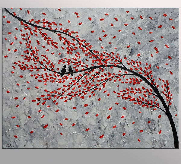 Abstract Painting Love, Love Birds Painting, Original Art Painting-artworkcanvas