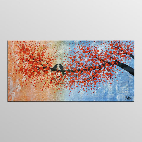 Abstract Art, Love Birds Painting, Canvas Wall Art, Original Painting, Canvas Painting-artworkcanvas