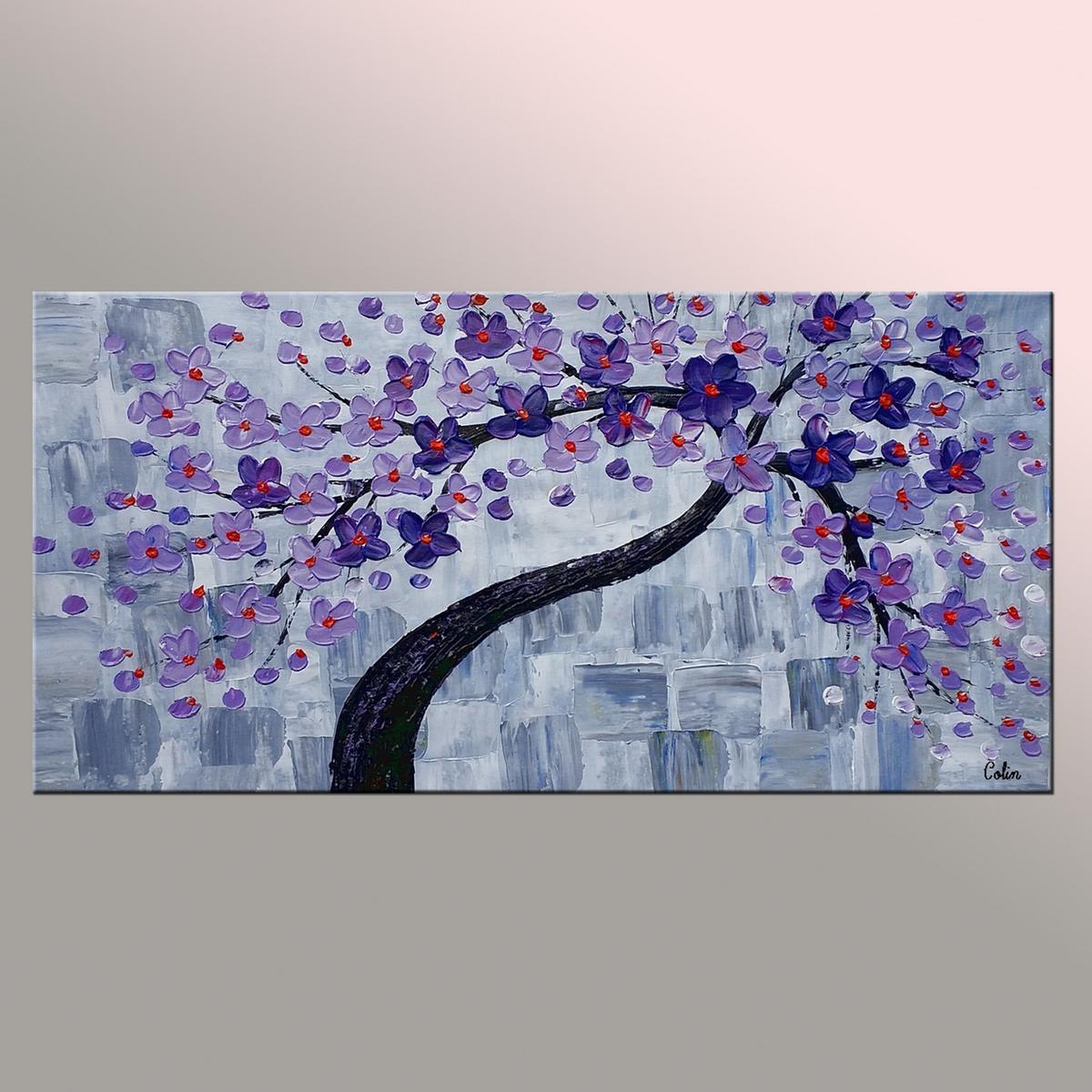 Flower Tree Painting, Original Wall Art, Flower Painting, Abstract Art, Canvas Art, Wall Art, Original Painting, 399-artworkcanvas