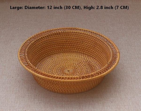 Rattan Small Storage Baskets, Round Storage Basket for Pantry, Kitchen Storage Baskets, Storage Basket for Dining Room-artworkcanvas