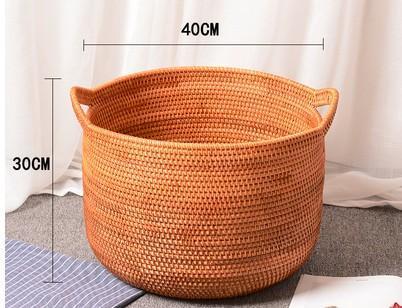 Wicker Woven Storage Baskets, Kitchen Storage Baskets, Rattan Storage Basket, Round Storage Basket for Bathroom-artworkcanvas