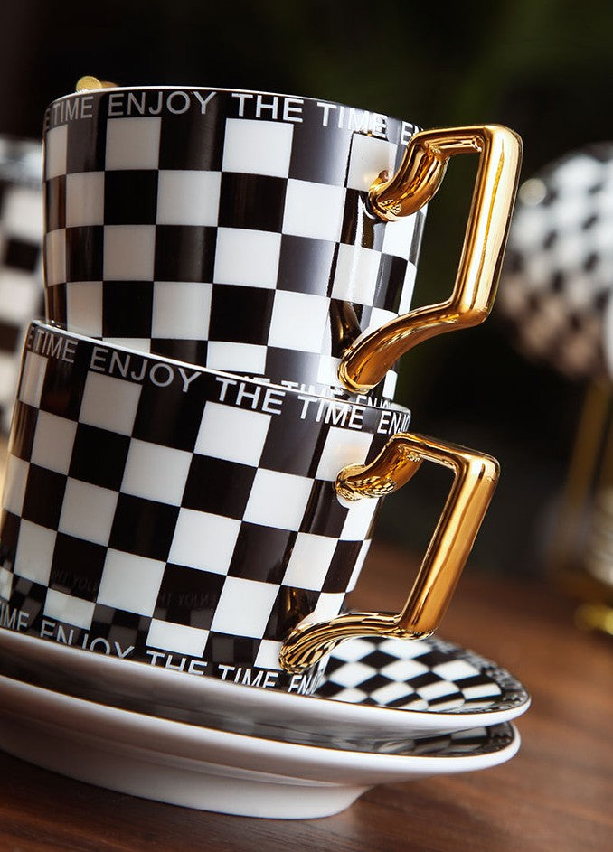 Creative Ceramic Coffee Cups for Office, Beautiful British Tea Cups, C