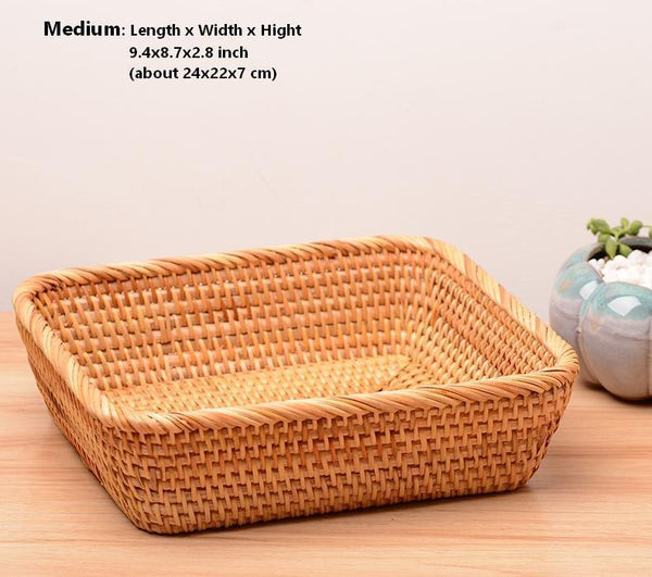 Woven Rectangular Storage Basket, Lovely Rattan Storage Basket, Storage Baskets for Kitchen-artworkcanvas