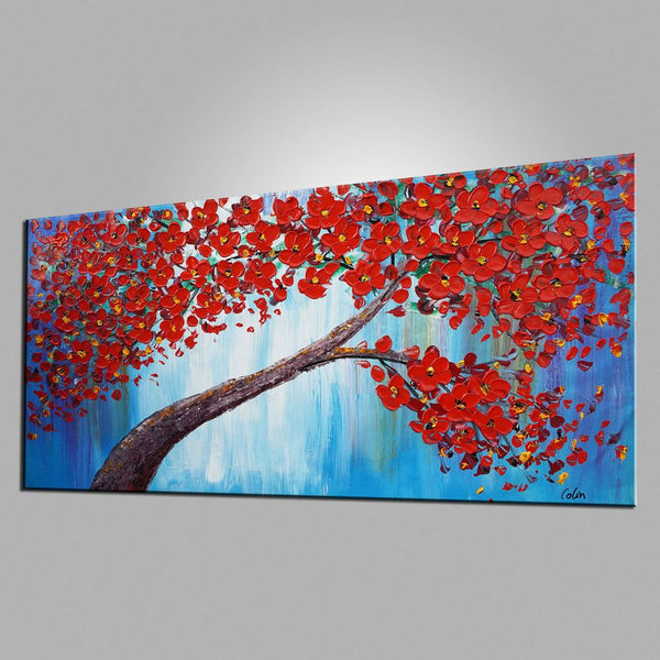 Tree Painting, Flower Painting, Heavy Texture Art, Bedroom Wall Art, Canvas Art, Wall Art, Original Artwork, Impasto Painting, 449-artworkcanvas