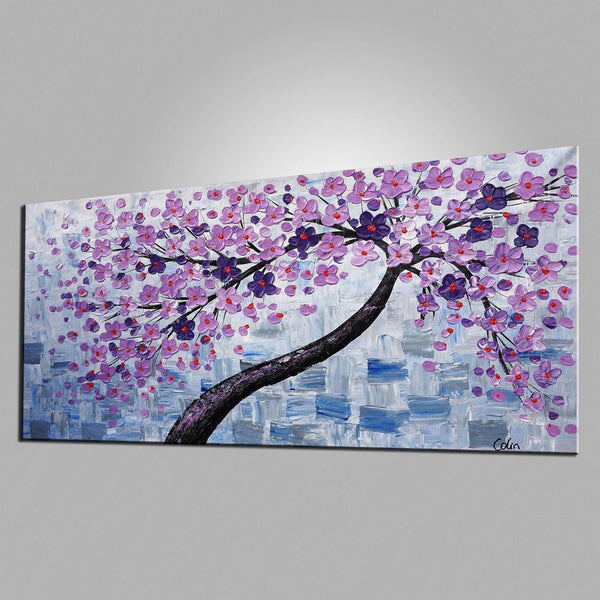Flower Tree Painting, Original Painting, Heavy Texture Art, Canvas Painting, Oil Painting for Sale-artworkcanvas