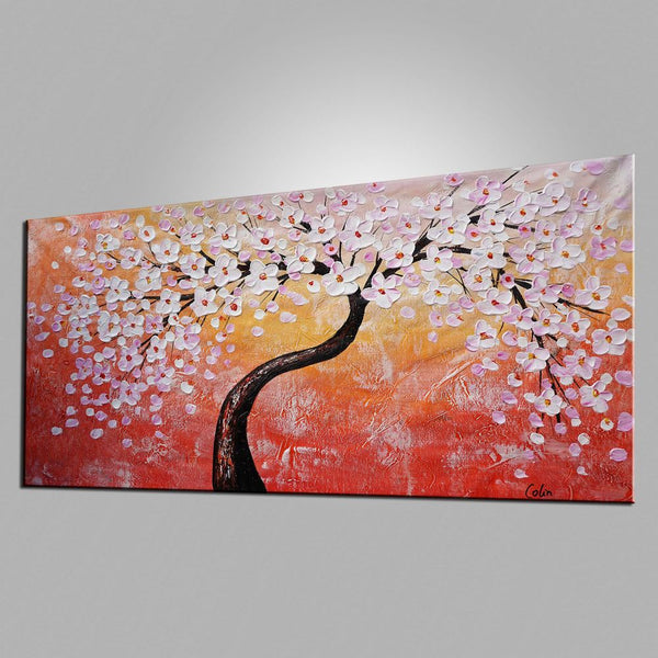 Original Painting, Flower Tree Painting, Heavy Texture Art, Original Art, Abstract Painting-artworkcanvas