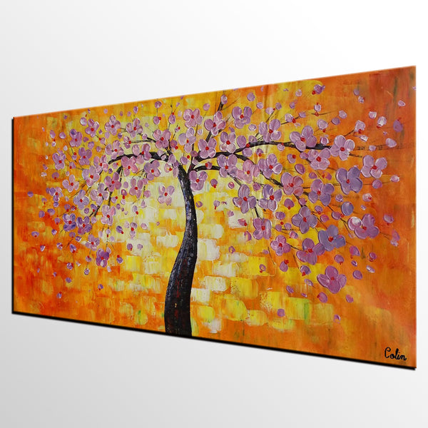 Floral Painting, Flower Tree Painting, Abstract Painting, Canvas Art, Impasto Art-artworkcanvas
