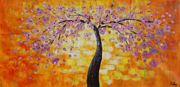 Floral Painting, Flower Tree Painting, Abstract Painting, Canvas Art, Impasto Art-artworkcanvas