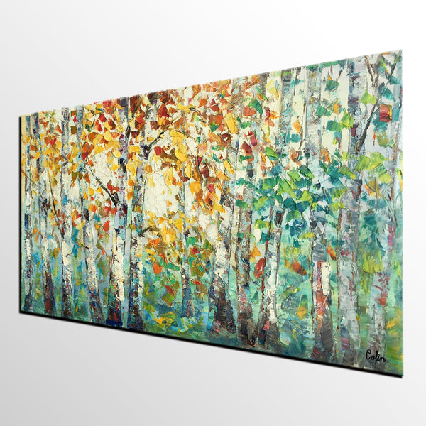 Autumn Tree Landscape Painting, Landscape Painting for Sale, Autumn Paintings, Living Room Wall Art Paintings, Custom Original Painting-artworkcanvas