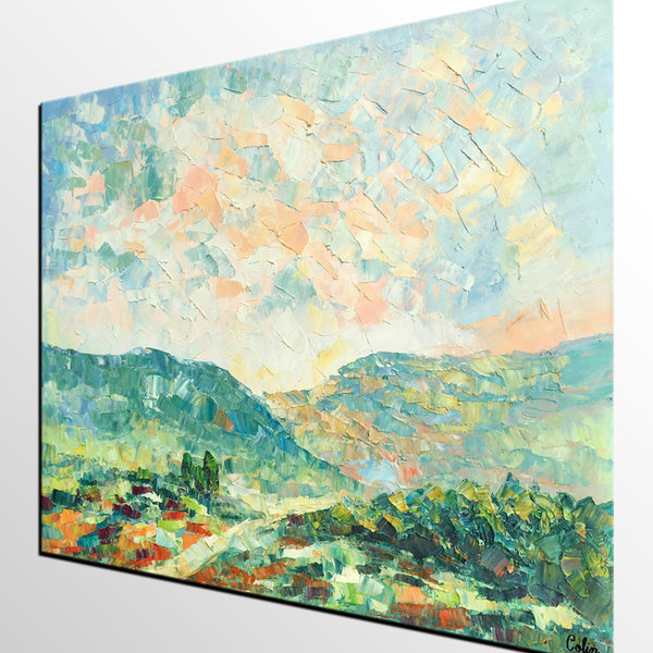 Mountain Landscape Canvas Paintings, Impasto Painting, Palette Knife Paintings, Original Landscape Art, Custom Large Painting for Bedroom-artworkcanvas